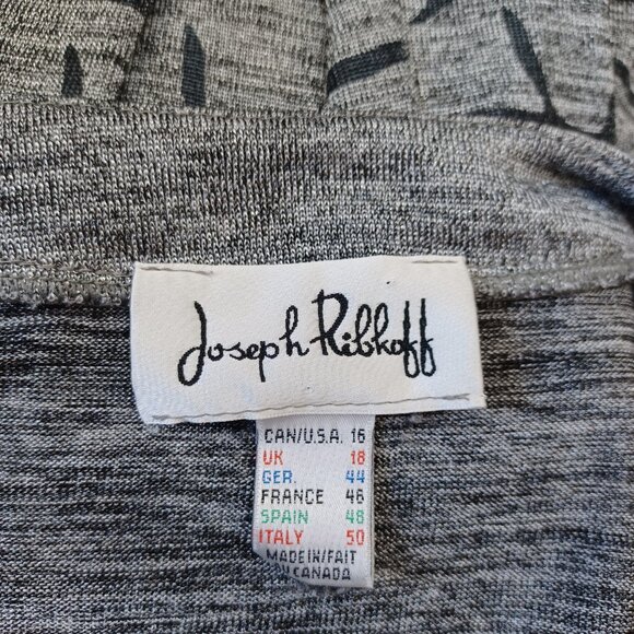 Joseph Ribkoff Top Stretch Knit V Neck Black Gray Silver Metallic Womens US 16 - Picture 5 of 10